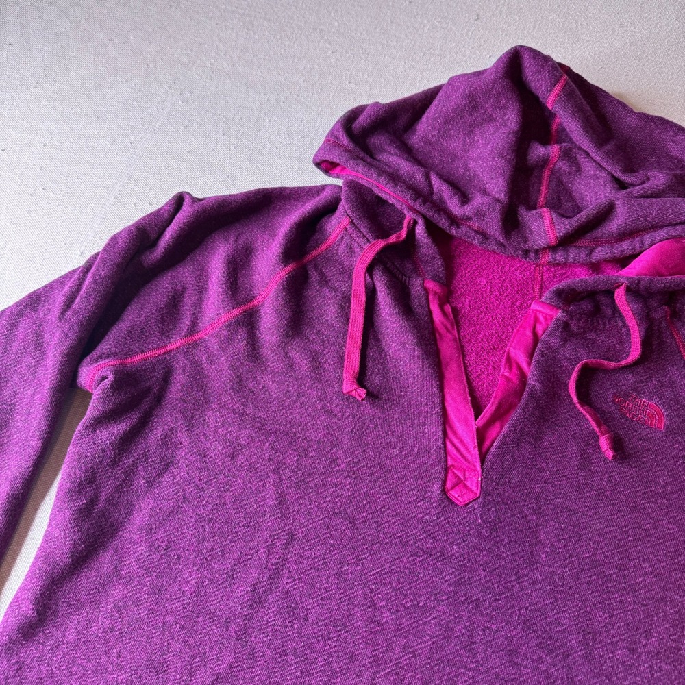 The North Face Womens XL Purple Heathered V-Neck Pullover Hoodie Sweatshirt
